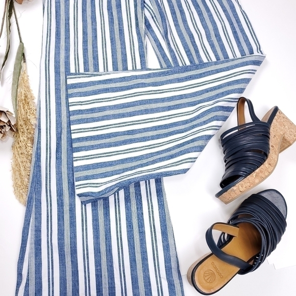 Michael Kors Blue White Stripe Wide Leg Pants 0 - Picture 3 of 12